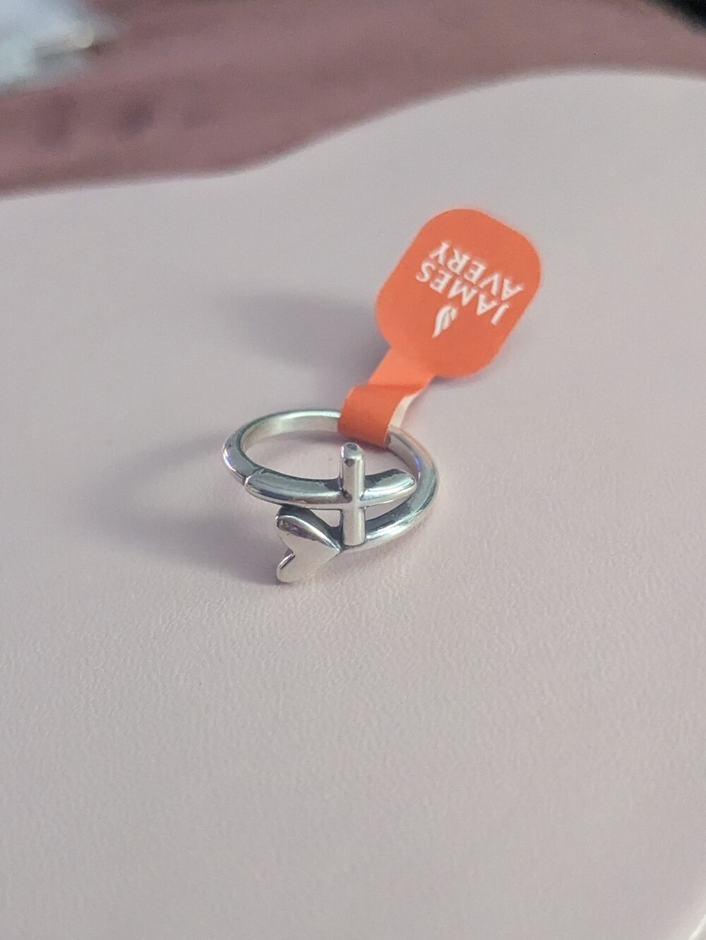 James Avery Sterling Silver Faith/Cross Wrapped in Love/Heart Ring Size 4